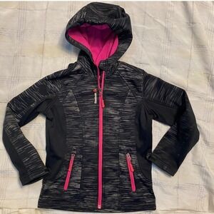 Reebok Girls 6/7 Full-Zip‎ Active Jacket Hooded Black Pink Athletic Size Unknown